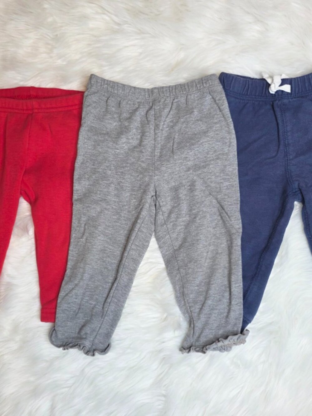 Carter’s Baby Girl Pants 3 Pack Red Gray Navy 9M